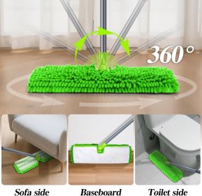 Microfiber Mops for Floor Cleaning, Double-Sided Dust Mop with 4 Reusable & Washable Mop Pads