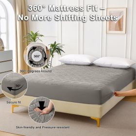 Diamond Grid Ultrasonic Waterproof Mattress Protector, FULL (Color: Gray)