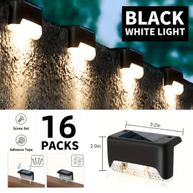 Solar Deck Lights Outdoor 16 Pack, Solar Step Lights Waterproof Led Solar lights for Outdoor Stairs, Step , Fence, Yard, Patio (Color: 16PCS White light)