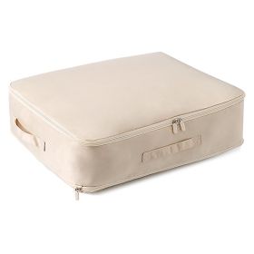 Large Foldable Storage Bag For Comforter Quilt Blanket Clothes Pillows Beddings Self Compression Organizer For Duvet Closet Storage Containers Wi (Color: Apricot, size: M)