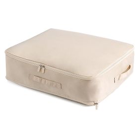 Large Foldable Storage Bag For Comforter Quilt Blanket Clothes Pillows Beddings Self Compression Organizer For Duvet Closet Storage Containers Wi (Color: Apricot, size: L)